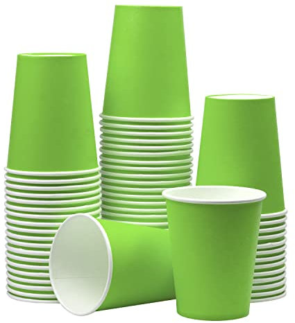 Yuxitia Lot de 60 gobelets jetables en carton pour bricolage, fête de mariage, pique-nique, barbecue, voyage et événement, 236,8 g (vert gazon)