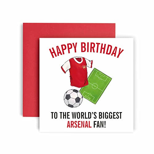 Huxters Fußballkarten für Arsenal-Fans - Happy Birthday Karte für Vater, Ehemann, Großvater, Bruder, Sohn - Männer Geburtstagskarte für Ihn - Fußball-Themen-Illustrationen 14,8 cm (Arsenal)