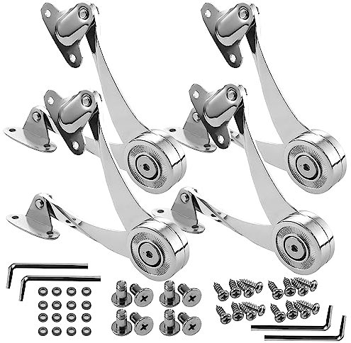 4 Pcs Heavy Duty Soft Close Lid Support Hinges - Adjustable Metal Lift-Up Cabinet Door Hinges for Toy Box, Right/Left Hand Mount, Zinc Alloy, Satin Nickel Finish, Includes Allen Wrench & Screws
