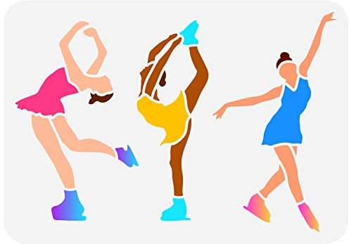 FINGERINSPIRE Eislauf Schablone 21x29.7 cm Groß Malschablone Frau Eislaufen Zeichenschablone Sport Schablone Aushöhlungsschablone Malschablone Für Innen Und Außenbereich Wand Boden