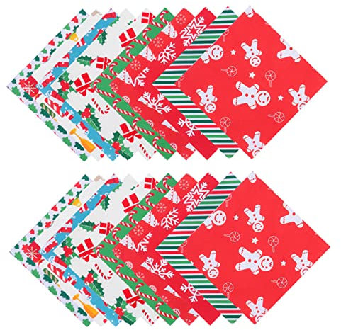 ABOOFAN 20st Weihnachts-Patchwork-Baumwolle Quadratisches Vorgeschnittenes Patchwork Nähhandwerk Für Weihnachten Fettes Viertel Filz Patchwork Selber Machen 15c Klein Geblümt Blumen Stoff