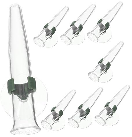 TOPPERFUN Blumenröhrchen Wasserröhrchen Nährstoffröhrchen mit Saugnapf 8 Stück Kunststoff Transparent für Floristen und Blumenarrangements Frischhaltung und Dekoration Einfaches Befüllen Langlebig