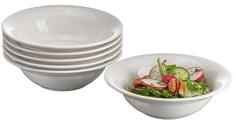 Pasabahce Porzellan Salatschüssel S - 16cm, 6er Set, Kleine Salatschalen, Weiße Porzellan Salatschüsseln, Tapasschale, Servierschalen für Dessert, Schüsselset, Teller für Vorspeisen, Beilagenschüsseln