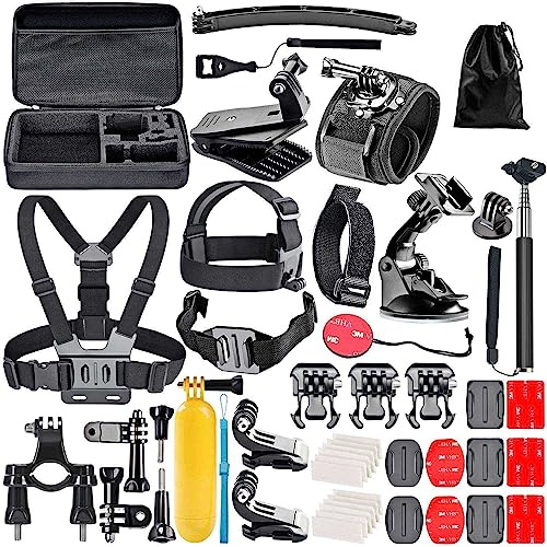 Navitech 50 in 1 Action Kamera Zubehör Combo Kit mit EVA Case - Kompatibel mit Victure AC940 Action Kamera 4K