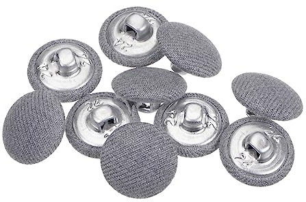 sourcing map 10 Stück 15 mm Knöpfe Grau mit Stoffüberzug, Vintage Stoffknöpfe Bezogen Nähknöpfe Runde Retro Bastelknöpfe Metallschaft für Mantel Strickjacke Anzüge Kleider Blusen