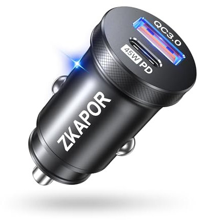 ZKAPOR 90W Allume Cigare USB C 12V Charge Rapide Chargeur Voiture PD 45W & QC3.0 Adaptateur Prise Allume Cigare Voiture USB C Mini avec Phone 15 Pro Max/14/13, Galaxy S24/S23, Google Pixel, Android
