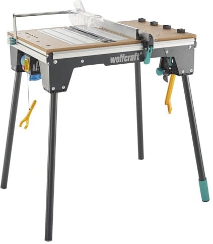 wolfcraft Maschinentisch Master Cut 2200 I 6907000 I 4-in1-Maschinentisch für den Einsatz als Tischkreissäge, Stichsägetisch, Arbeitsstation und optional als Frästisch