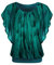 Zeagoo Damen Blumen Bluse Batwing Elegant Falten Tunika Bluse Mesh Doppellagige Shirt Pfau Blau XXL