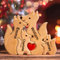 Personalisiertes Holzkunstpuzzle der Fuchsfamilie mit 1-8 Namen| Fuchsskulptur aus Holz als Desktop-Dekoration Ornament für Zuhause | Tischdekoration, Geschenk für Familie | Bürodekoration