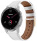 Armband für Garmin Venu 2S/3S/Vivoactive 4S/Vivomove 3S Leder Uhrenarmbänder, Echtleder Ersatz Lederarmband für Garmin Forerunner 255S/265S, 18mm Armbänder Lederband (Weiß)