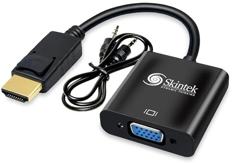 Skintek SK-04-HV Adaptador HDMI a VGA (D-Sub) 1080P 60Hz Puerto de Audio de 3,5 mm para PC y Notebook. Conecte un PC/Notebook a Monitor, Proyector, con Entrada VGA. Cable de 15 cm