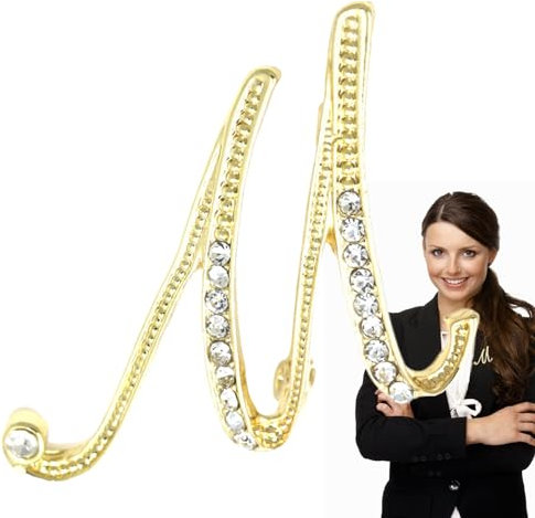 Goldene Buchstaben-Brosche mit Initiale,Goldene Broschennadeln in Buchstabenform | Anstecknadel-Schmuck, Initial-Strass-Brosche, Buchstaben-Ornamente für Freundin, als Geschäfts-, Hochzeits-, Bexdug