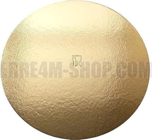 Generico Disco sottotorta in Cartone da Diametro 36 cm Oro/Nero 5 Pezzi