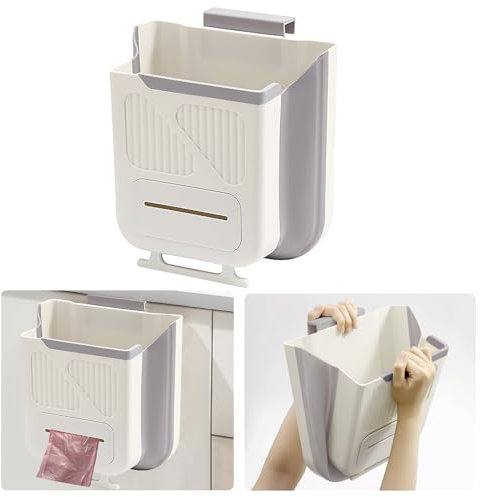 Silars Cubo Basura Plegable Camping, Papelera Cocina Cubo Basura Extraible Bote de Basura Colgante para Cocina, Baño, Dormitorio, Asiento de Automóvil - Calibre Grande, Plegable, Diseño Colgante (12L)