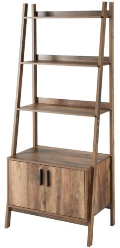 Fizporium Rustic Oak 2 Door Shelving Unit - Wooden Shelf- Shelving Unit Bedroom - Stylish Storage for Living Rooms, Dining Rooms, and Hallways - W63 x D39 x H150cm