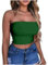 KOG Amazon Gutschein Bandeau Top Damen Crop Tops Sexy Tube Top Frauen Sommer Schulterfreies Oberteil Push up Bustier Bauchfreie Trägerloses Top ärmellos Korsett Angebote Grün M