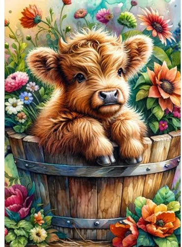 CEOVR Diamond Painting Kit Erwachsene Kuh Diamond-painting,30x40 cm Tier Diamant Paintings Kit,5D DIY Diamond Painting Bilder Set Blumen