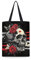 chaqlin Canvas-Tragetaschen, große Kapazität, wiederverwendbar, für Damen, modische Schulterhandtaschen mit Innentasche, Totenkopf und Rose im Vintage-Stil, Einheitsgröße