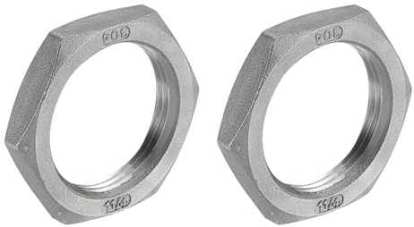 QUARKZMAN 2Stk Guss Rohr Fitting Sechskant Kontermutter 304 Edelstahl Sechskant Kontermutter 1 1/4 Innengewinde (DN32) für Festwasser Besen und Unterboden Reiniger