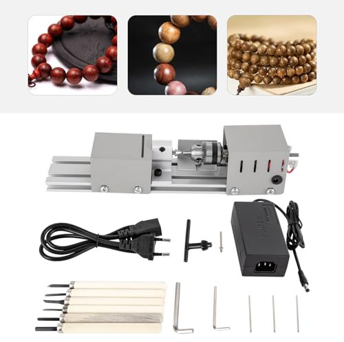 Mini-Drehmaschine 96W, 30x6x7cm Mini-Holz-Drehmaschine, Metall-Fräs-Drehmaschine, Mini Lathe Bead Polisher Machine für die Verarbeitung von Kleinblättrigem Rosenholz, Linde, Mahagoni