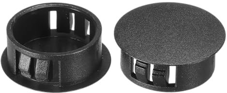 PATIKIL Hole Plugs Plastic, 50 Pcs 25mm(1) Screw Bumper Hole Plug Flush Snap Type Round Hole Cover Caps for Round Holes Cabinet Furniture Kitchen, Black