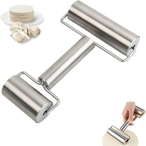 Teigroller Klein,Mini Nudelholz Edelstahl-Teigroller für Pizza,Gebäck und Zuckergebäck Mini-Backwerkzeug mit Ergonomischem Griff für Pizza, Fondant, Kuchen, Kekse, Pasta, Spülmaschinenfest