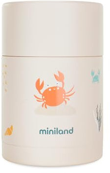 Miniland - Termo Comidas Bebé de Acero Inoxidable, Cierre Hermético y Aislamiento de Doble Pared, Mantiene Temperatura más de 24h Frío y Calor 600ml (Crabsy)