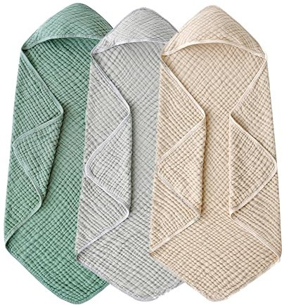 FZSECRIU 3 Stück Baby Erstausstattung Neugeborene，Handtuch Kapuze（Größe 90 * 90cm），babyhandtuch mit Kapuze，Kapuzenhandtuch Badetuch，100% Baumwolle weiches Baby-Badetuch