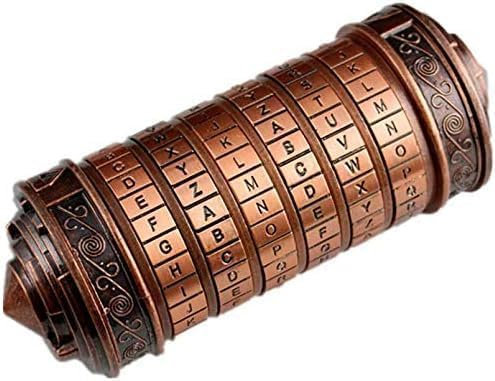 Da Vinci Code Mini Zylinderschloss Box Cryptex Puzzleboxen – Cryptex-Schloss Geschenk zum Jahrestag, Valentinstag, Romantisches Geburtstagsgeschenk für Sie (Rot Bronze)