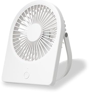 FUNJEO F125 Ventilatore da tavolo, da parete, potente, 3 velocità, ricaricabile, luce notturna calda, per lavoro/campeggio/studio (bianco, senza display digitale)