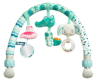 Sensillo - Bogen Kinderwagen Spielzeug, Spielbogen, Kinderwagenkette Spielzeug Hängespielzeug Babyschale Kinderbett, Spielzeug für Babys & Kleinkinder ab Geburt - Dschungel