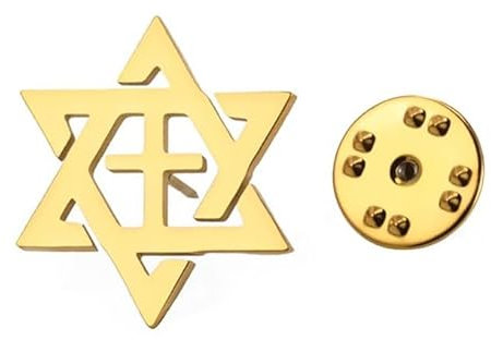 Amaxer Jüdischer Davidstern Brosche für Damen und Herren, Magen David Israel Brosche für Rucksack Abzeichen Hut Tasche Zubehör Dekoration (Gold)