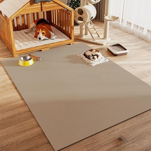 DUYULIANG Futtermatten Für Hunde | Napfunterlage Hund PVC | rutschfeste Futtermatte Für Hunde Katzen | Wasserfest, 60x90 100x140 120x140 140x200 160x200, Haustierfuttermatte Große(Brown,80x120cm)