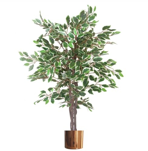 Leaf Artificial Ficus Tree/Plant With Metal Planters