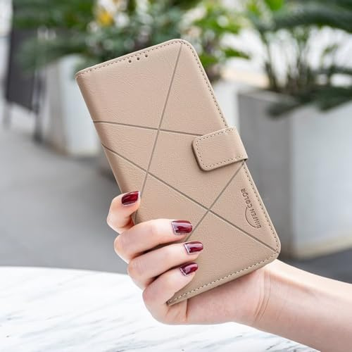 HAOFUGUI Hülle für iPhone 11,mit [RFID-Schutz] Kartenfächern Standfunktion Lederhülle, PU Leder Magnetverschluss Stoßfeste Flip Case-Beige
