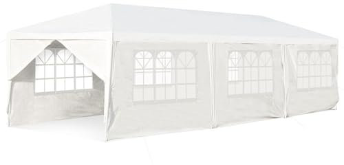 FANTASK Gartenpavillon 3x9m, Festzelt, Partyzelt, UV-Schutz, Pavillon für Garten, Party, Hochzeit, Weiß