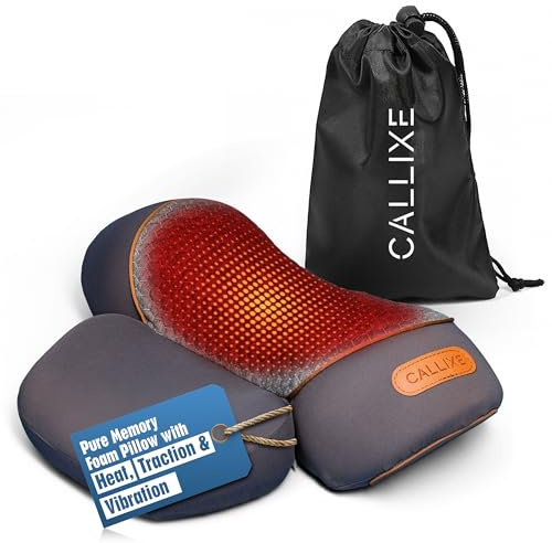 CALLIXE Original TheraPillow – 3-in-1 Neck Massager Pillow with Heat & Gentle Traction | Relaxing Neck & Shoulder Support with Vibration Massage, Wireless Design & USB-C Charging