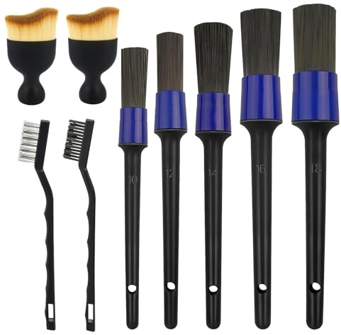 9 Pièces Pinceau Detailing Auto, Nettoyage Intérieur et Extérieur, Pinceaux de Détail Souples, Brosses à Poussière pour Tableau de Bord, Brosse Douce Anti Poussière pour Voiture