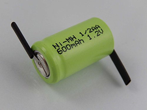 vhbw Akku Ersatz für 1/2AA für Modellbau (600mAh, 1,2V, NiMH, Grün, mit Z-Lötfahne)