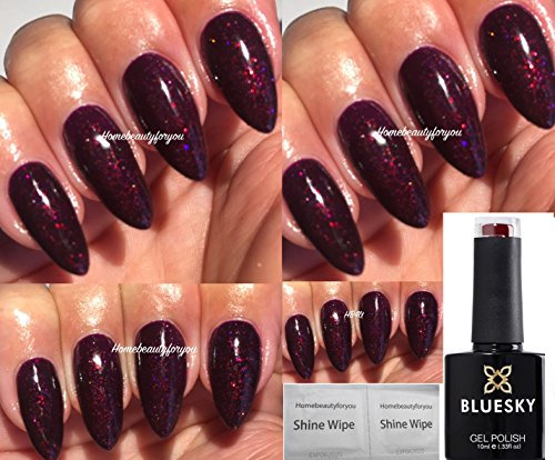 Bluesky GEL POLISH Black Cherry Dark Burgundy Red with Fine Multi Glitter Nail UV LED Soak Off 10ml, (Requires Drying Under UV LED Lamp) … SPECIAL PRICE …