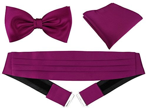 TigerTie Kummerbund Einstecktuch Satin Fliege in magenta - Schärpe Leibbinde