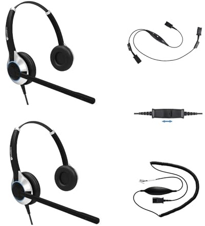 TruVoice Headset Training Solution (Inklusive 2 X HD-550 Deluxe Doppel Ear Headsets mit Noise Cancelling Mikrofon, Trainingskabel und Smart 95% der Telefone mit RJ9 / Rj11 Headset-Anschluss)