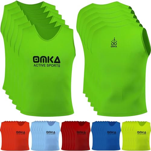 OMKA 6 Stück (6er-Set) Fußball Leibchen Lätzchen Trainingsleibchen Markierungshemd Fußballleibchen für Kinder Jugend und Erwachsene | Grün - L