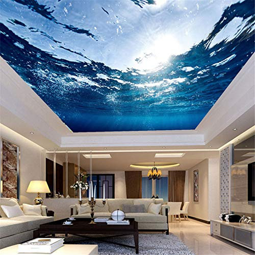 Rureng Fototapete Benutzerdefinierte Große Deckenbild Hd Blau Meerwasser Natur Wallpaper Wohnzimmer Hotel Decke Wandbild Mural 3D-450X300Cm