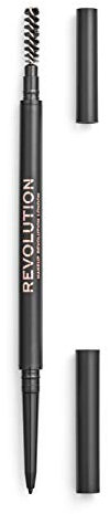 Makeup Revolution, Präziser Brauenstift, Augenbrauenstift mit zwei Enden und Spoolie-Pinsel, feine Spitze, mittelbraun, 9 g