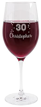 Herz & Heim® Leonardo Weinglas mit Gravur des Namens zum runden Geburtstag - die persönliche Geschenkidee 30. Geburtstag