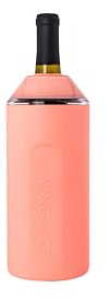 Vinglacé Wine Bottle Chiller- Portable Champagne Insulator- Stainless Steel Wine Cooler Sleeve, Coral