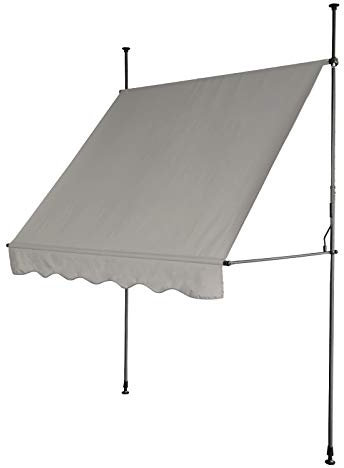 SVITA Klemmmarkise Balkonmarkise Sonnenschutz Markise Handkurbel ohne Bohren (200 x 120 cm, Hellgrau)