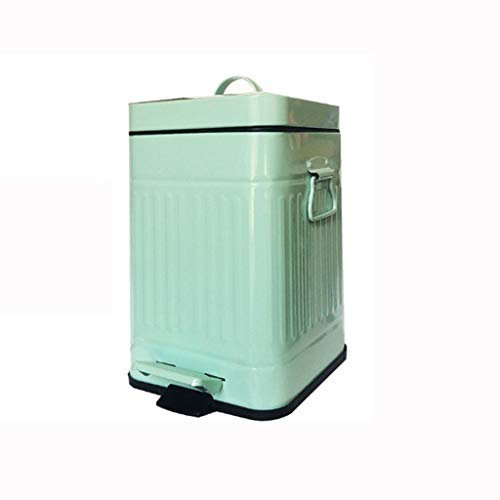 Waste Bin Steps With Lid Handle Trash Can Household 12 Liters Slow Down Mute Large Capacity Kitchen Rectangular Waste Barrel Mint Green Bin