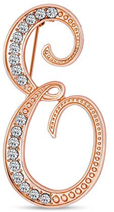 Großes Statement Abc Pave Crystal Cursive Script Monogramm Buchstaben Alphabet Initiale E Schal Revers Pin Brosche Für Frauen Rose Vergoldet